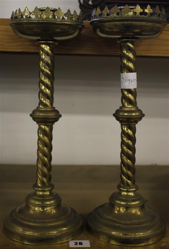 Pair brass church candlesticks